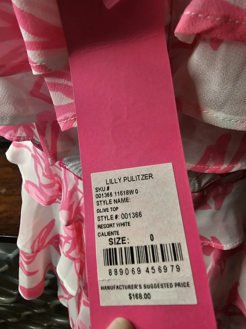 Lilly Pulitzer White Top with Pink Floral Ruffle Detail - Picture 6 of 8